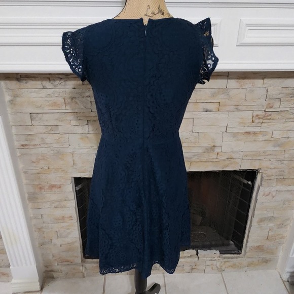 Loft teal full lace overlay flutter sleeve bodycon dress size‎ 2 new!! - Picture 3 of 7
